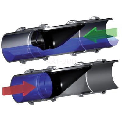 Zawór zwrotny WaStop z PVC do montażu na ciągu rury   DN75 - DN110 - DN125 - DN160 -  DN200 