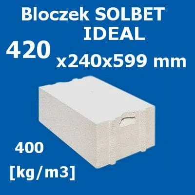 Bloczki z betonu komórkowego SOLBET IDEAL 350 wymiar  420x240x590 