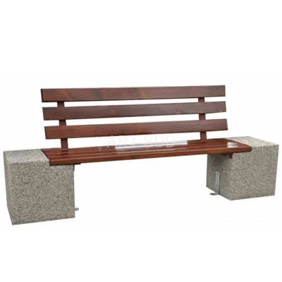 Ławka betonowo  drewniana Ciężka z oparciem 