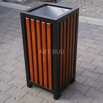 Kosz na śmieci  stalowo-drewniany duży poj 45-60 l Łódzki