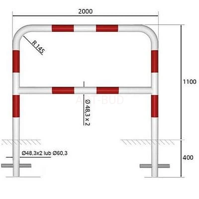 Bariera drogowa U 12 z poprzeczką  150 - 200 - 240 cm