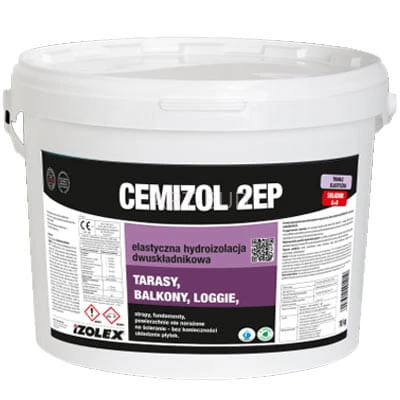 Dwuskładnikowa, polimerowo cementowa, elastyczna mikrozaprawa hydroizolacyjna do balkonów i tarasów   CEMIZOL 2EP