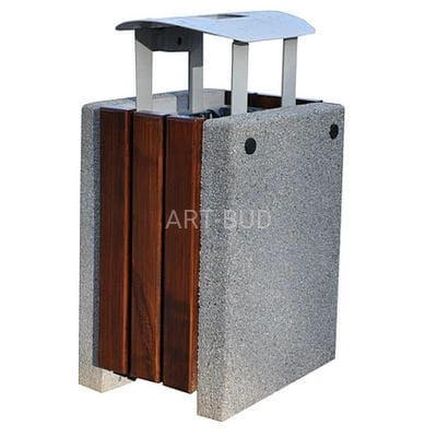 Kosz betonowy z listwami drewnianymi 50L