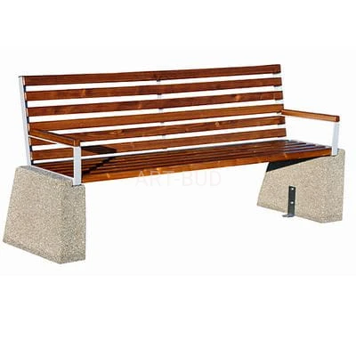 Betonowa ławka parkowa  z podłokietnikami i oparciem 197 cm