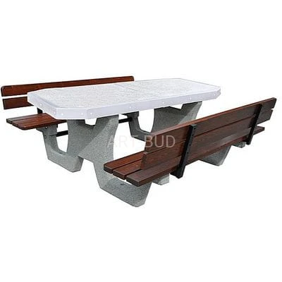 Stół parkingowy betonowy z dwoma siedziskami z oparciem