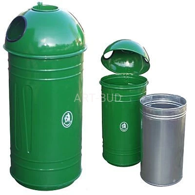 Kosz na śmieci wolnostojący z blachy ocynkowanej z popielnicą KAKTUS 70 L