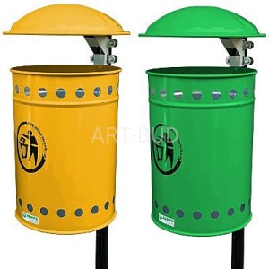 Kosz na śmieci z blachy ocynkowanej z daszkiem 46 L 