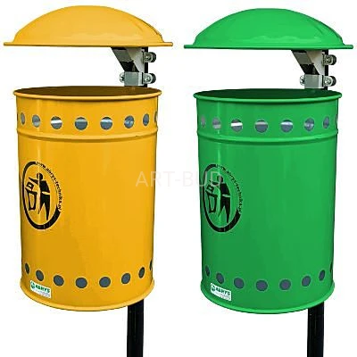 Kosz na śmieci z blachy ocynkowanej z daszkiem 46 L 