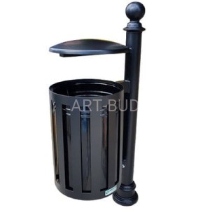 Kosz na śmieci z blachy ocynkowanej z daszkiem 35 l RETRO