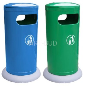 Kosz na śmieci z blachy ocynkowanej z podstawą betonową 50 L Topola