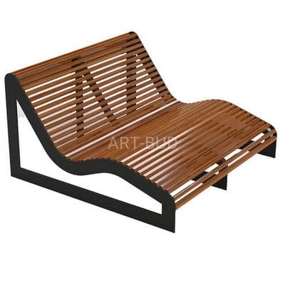 Leżak podwójny miejski parkowy drewniano-metalowy 
