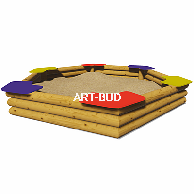 Piaskownica sześciokątna na plac zabaw z bali PS-002 