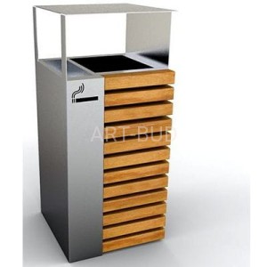 Kosz wolnostojący na odpadki ze stali nierdzewnej i drewna wysokość 100 cm  KP.17.01