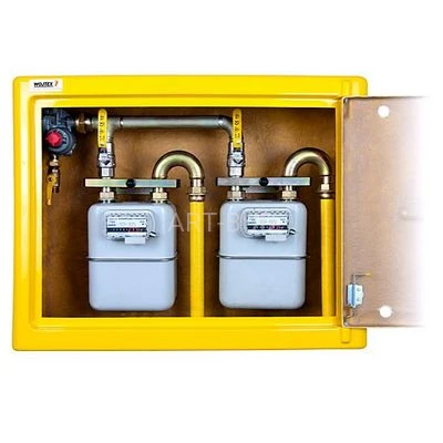 Skrzynka gazowa z laminatu punkt gazowy na 2 gazomierze w poziomie z postumentem i bez