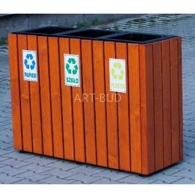 Kosz do segregacji odpadów drewniany Aster