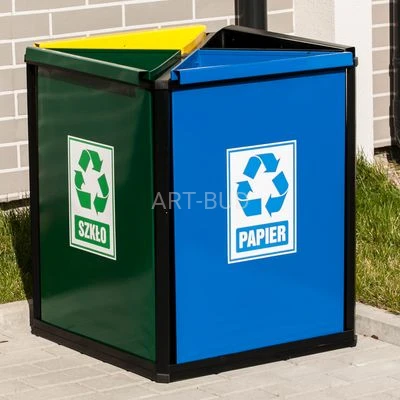 Kosz do segregacji odpadów metalowy Bławatek 4x60 litrów