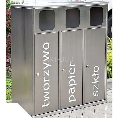 Kosz do segregacji odpadów potrójny  inox 40 litrów x 3