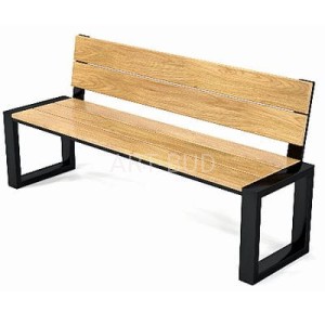 Ławka miejska z oparciem stalowo drewniana Simple Hi