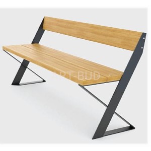 Ławka miejska z oparciem stalowo drewniana IKS