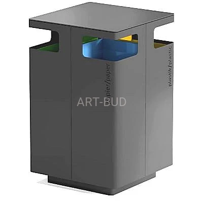 Kosz stalowy zadaszony do segregacji śmieci miejski Segee 