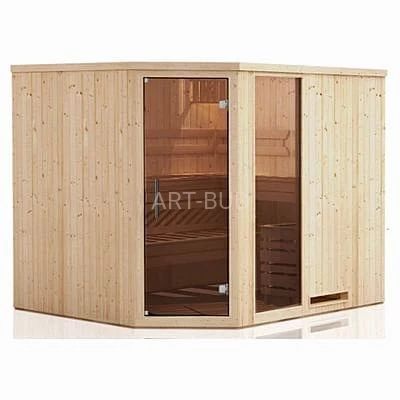Sauna narożna wewnętrzna fińska 175 x 144 cm 3 osoby Megiw