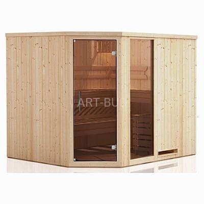 Fińska sauna narożna wewnętrzna  244 x 194 cm 6 osób Megiw