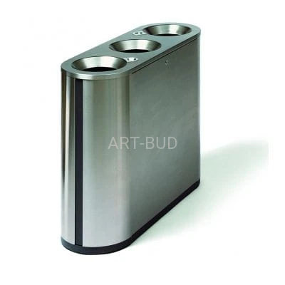 Pojemnik na odpadki wolnostojący potrójny ze stali nierdzewnej 3 x 60 L Campus TRIO