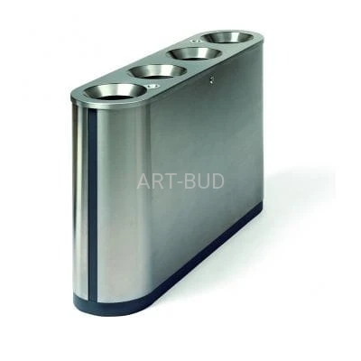 Pojemnik na odpadki wolnostojący potrójny ze stali nierdzewnej 4 x 60 L Campus QUATTRO