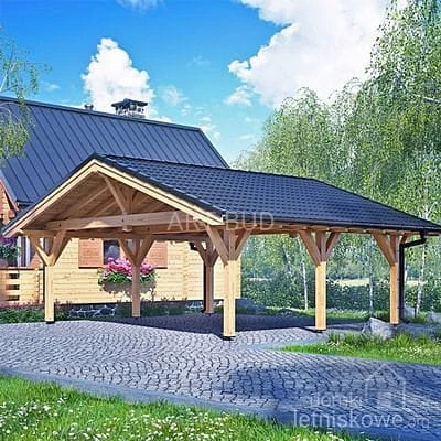 Drewniana dwustanowiskowa wiata garażowa Texas II