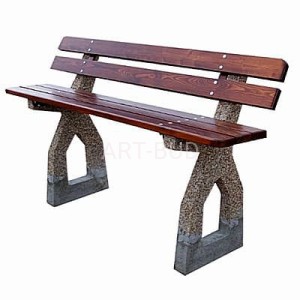 Ławka betonowa miejska beton płukanego z drewnianym siedziskiem i oparciem