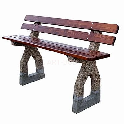 Ławka betonowa miejska beton płukanego z drewnianym siedziskiem i oparciem