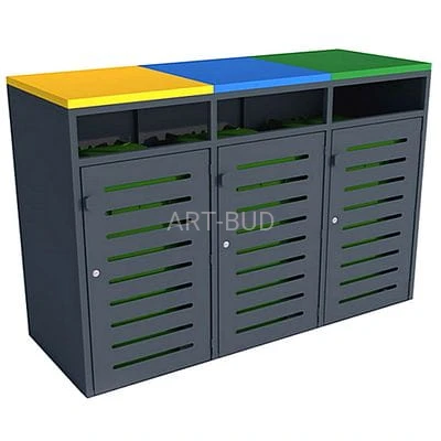 Zabudowa do koszy  na odpadki IV 3 x 120 l stalowa ocynk malowany