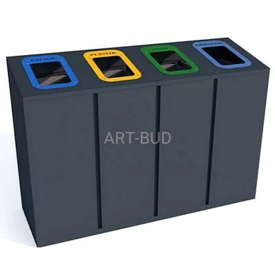 Kosz do segregacji 4 x 60 l stalowy ocynk malowany Satis IVb