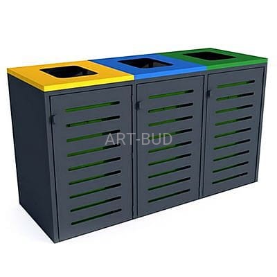 Zabudowa do pojemników na odpadki segregowane 3 x 120 l stalowa ocynk malowany