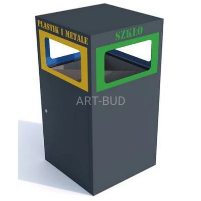 Kosz do segregacji  4 x 80 l  stalowy ocynkowany malowany