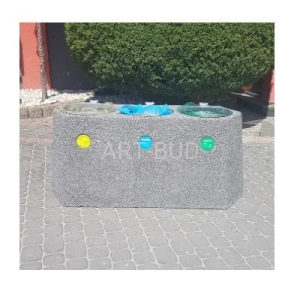 Kosz betonowy do segregacji odpadów 3 x 56 litrów