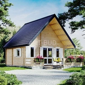 Drewniany domek letniskowy Weekend IV 25 + 13 m2 z tarasem i antresolą