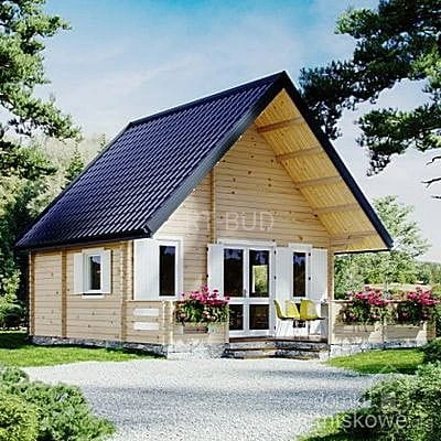 Drewniany domek letniskowy Weekend IV 25 + 13 m2 z tarasem i antresolą