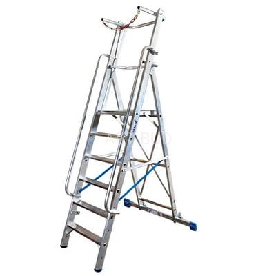 Drabina wolnostojąca Stabilo z dużą platformą  i barierkami Professional KRAUSE