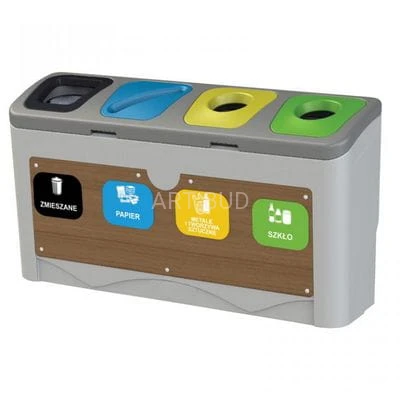 Pojemnik do segregacji odpadów  4×50 litrów Tudeks