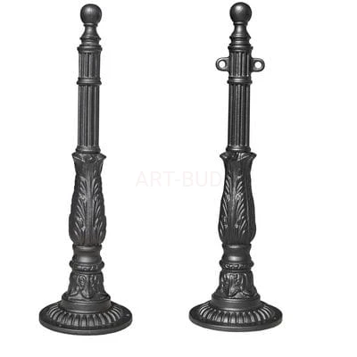 Słupek uliczny żeliwny blokujący łańcuchowy ogrodzeniowy G  wysokość 98 cm podstawa 28,5 cm