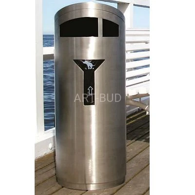 Kosz uliczny ze stali nierdzewnej 70 litrów  mocowany do podłoża Modern