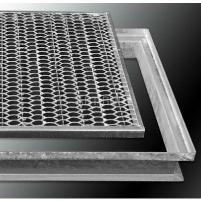 Wycieraczka zewnętrzna ruszt stalowy siatkowy ocynkowany M2F 400x590 mm w fartuchu profilowanym Ferroplast 