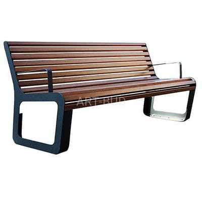 Ławka stalowo drewniana Soft z podłokietnikiem