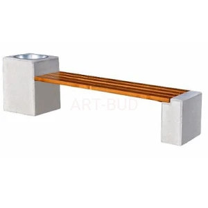 Ławka betonowa z koszem beton architektoniczny siedzisko drewniane