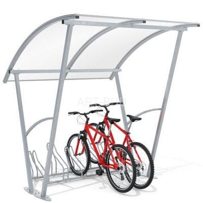 Stalowa wiata rowerowa "Świt" zadaszona poliwęglanem bez ścian bocznych na 5 rowerów 210cm