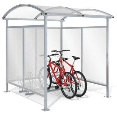 Stalowa wiata rowerowa "Zorza" ze ścianami bocznymi na 5 rowerów 210cm