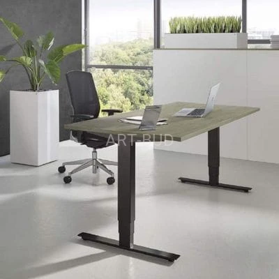 Siedząco-stojące biurko z serii T 3300 Asisto z elektrycznie regulowaną wysokością kod 540490-1.1 o wymiarach 1600x800x625-1285 mm