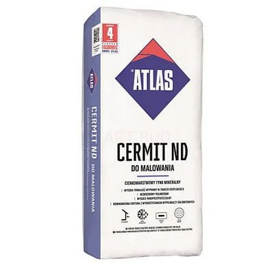 Cienkowarstwowy tynk mineralny ATLAS CERMIT ND - DO MALOWANIA grubość  1.5 mm i 2.0 mm