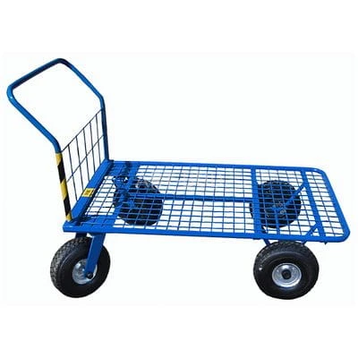 Wózek magazynowy, platformowy Stach III z podłogą z siatki T-107/10